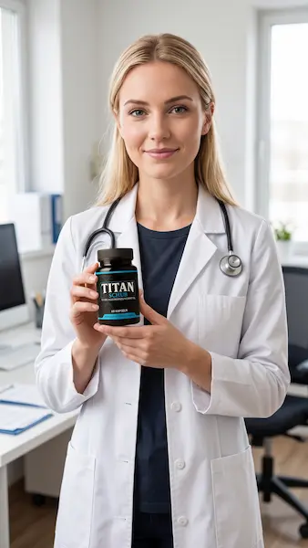 Arzt hält eine Dose Titan Schub